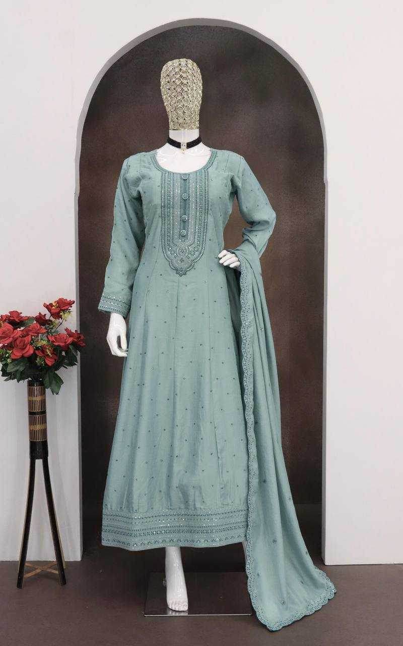 Silk Gown With Dupatta - MYLUXURY LANE ENTERPRISE